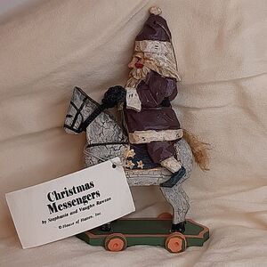 Vtg 1998 House of Hatten SANTA ON HOBBY HORSE Christmas Messengers Rawson Figure